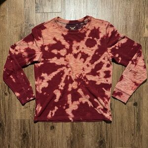 Red/burgundy white faded glory tie dye vintage y2k long sleeve thermal sweater